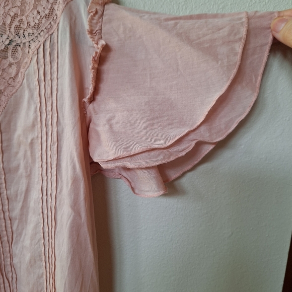 Frye Misty Rose Diya Flutter-Sleeve Mock Neck Top Women's Size XS - Picture 4 of 7